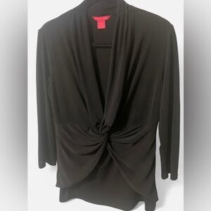 Sunny Leigh Black Quarter Length Draped Top